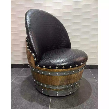 Wine Barrel 4-Chair Half-Barrel Table Set (Barrel Chair-Whiskey Barrel Table)