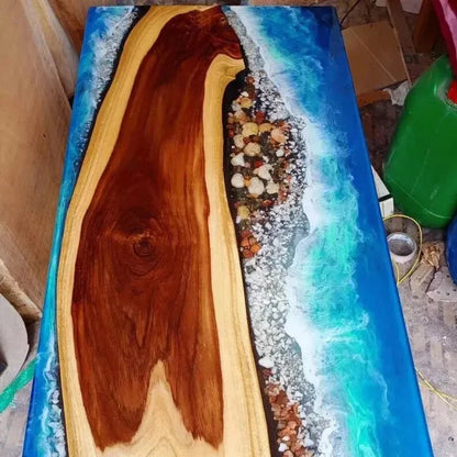 Unique Ocean River Epoxy Table Top, Epoxy Center Table, Epoxy Wooden Resin Table