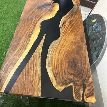 Epoxy Table Black Dining Table Epoxy Coffee Table Resin Table River Table Decor