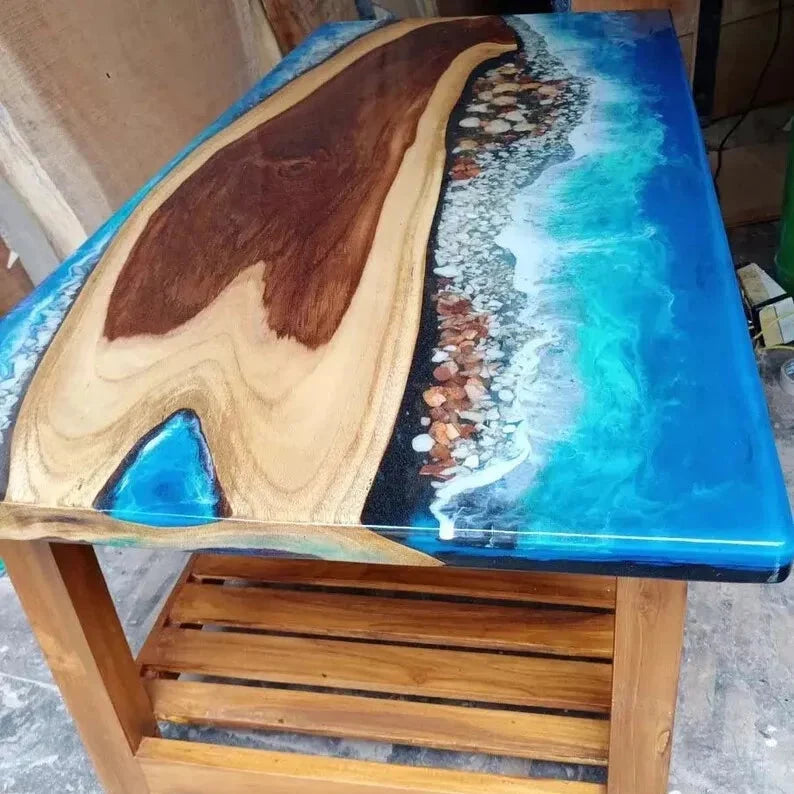 Unique Ocean River Epoxy Table Top, Epoxy Center Table, Epoxy Wooden Resin Table