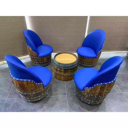 Wine Barrel 4-Chair Half-Barrel Table Set (Barrel Chair - Whiskey Barrel Table)